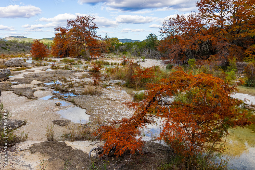 Beautiful fall colors along the Frio River. Stock Photo | Adobe Stock