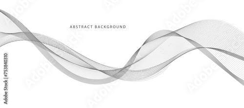 Modern Vector Background with Black Wavy Lines. © VectorStockStuff