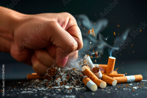 fist hitting some cigarettes, anti tobacco
