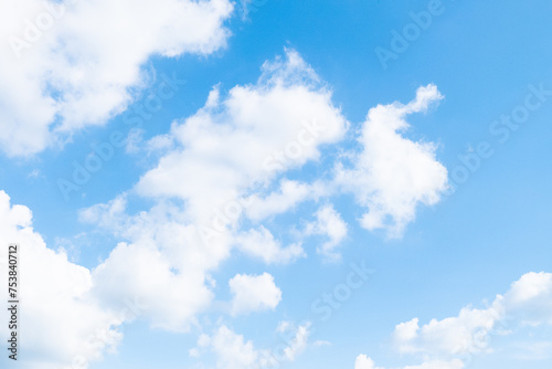 Blue sky with cloudy at sunny day ,Blue Sky Background with White Clouds,vast blue sky,little puffy clouds,copy space. © wanatithan