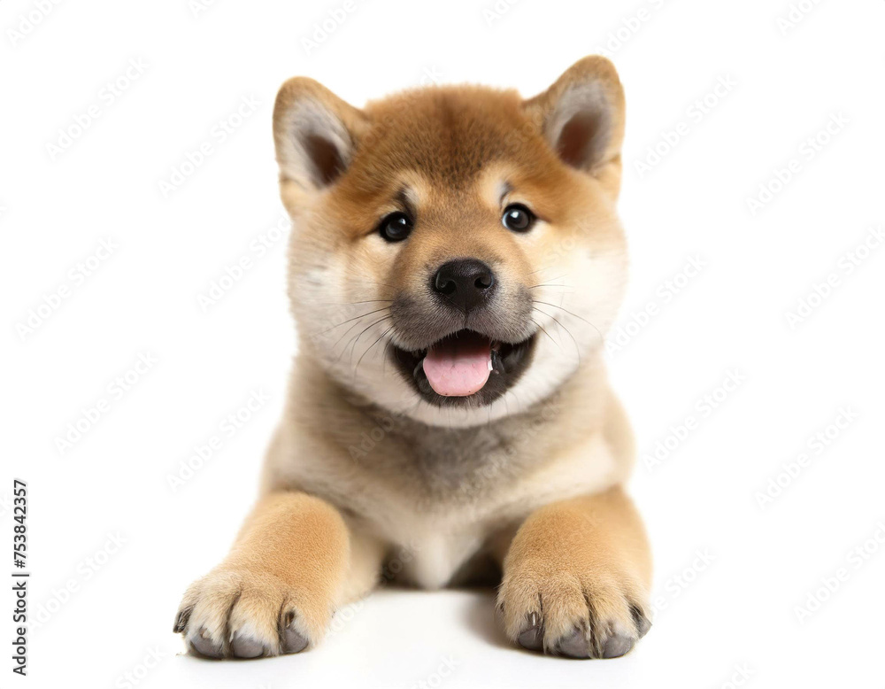 shina inu welpe isoliert auf weißen Hintergrund, Freisteller shina inu welpe isoliert auf weißen Hintergrund, Freisteller