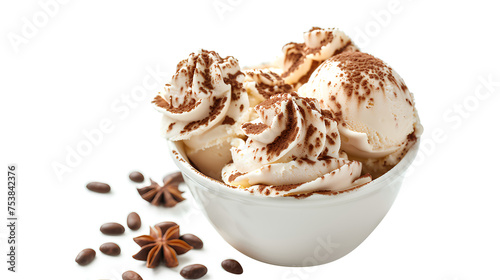 Cup of Tiramisu ice cream isolated on a white background