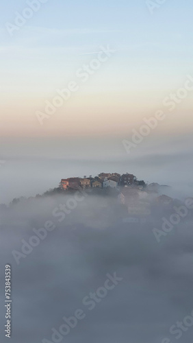 houses in fog