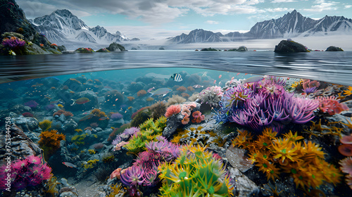 Tidal pools hosting an array of colorful marine life photo
