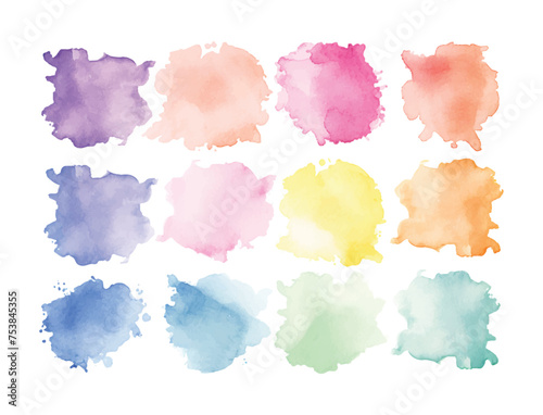 Colorful pastel watercolor splashes, paint blot
