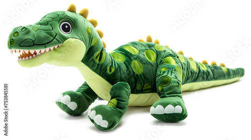 Green plush dinosaur doll isolated on a transparent background © MONWARA