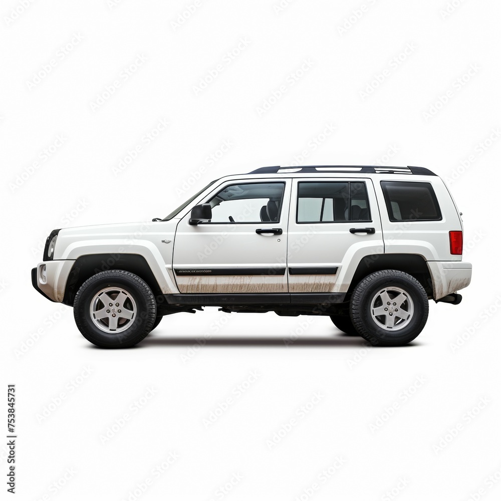 photograph of an SUV car isolated on white background photograph of an SUV car isolated on white background