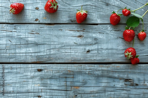 Red strawberries on wooden table