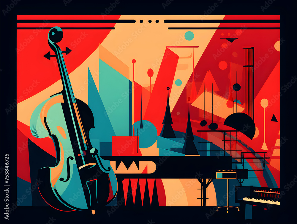 Fototapeta premium Abstract illustration background with jazz instruments