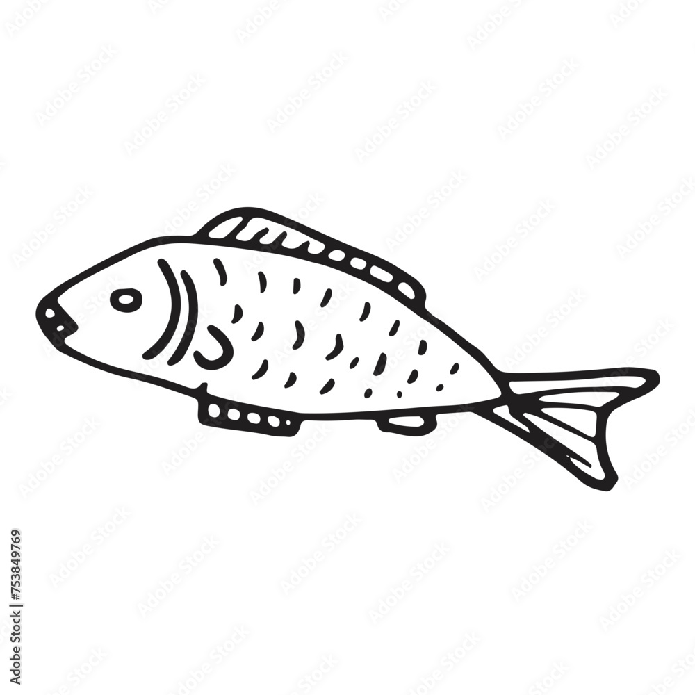 Fototapeta premium Hand drawn food icons and elements pattern. Digital illustration. collection of doodles of healthy food ingredients isolated on white background