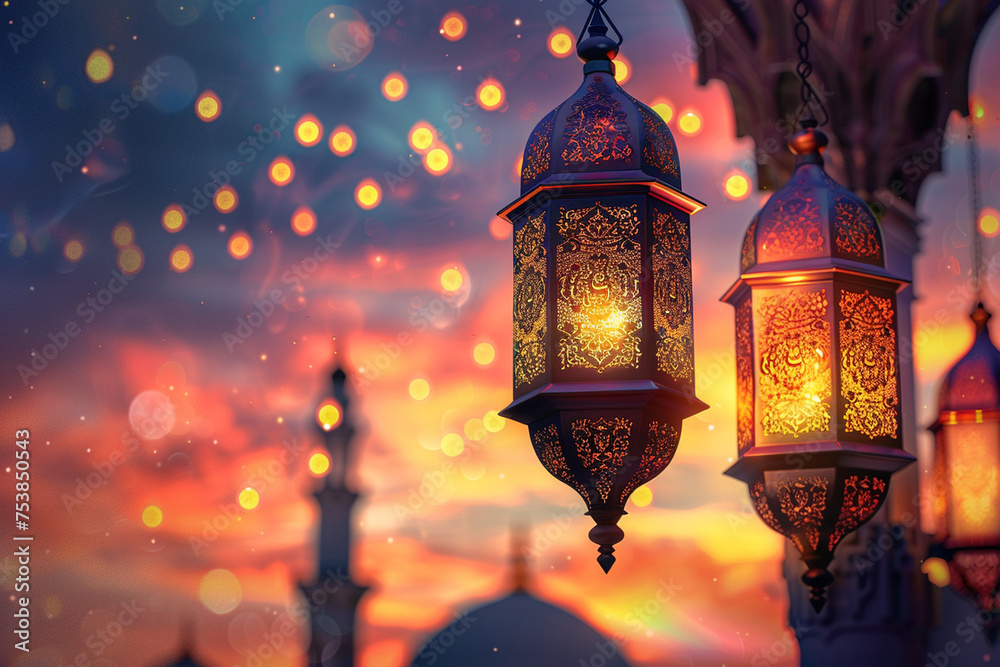 Islamic Ramadan Background created with Generative AI