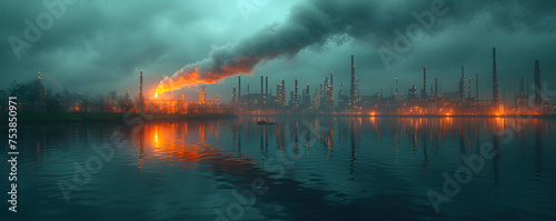 industry metallurgical plant dawn smoke smog emissions bad ecology 