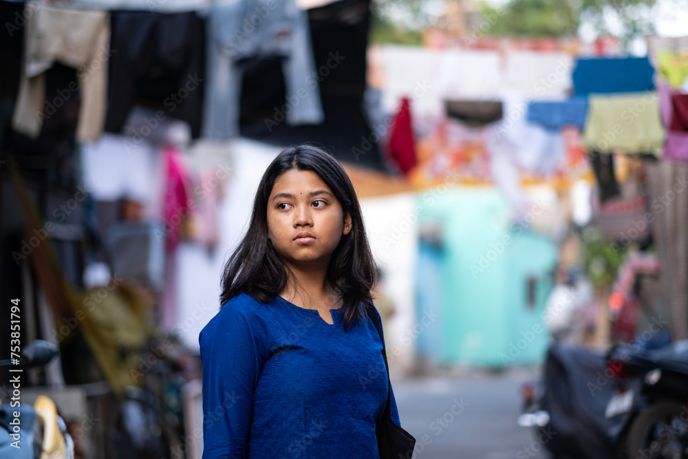 Young Girl in the street of a urban city Young Girl in the street of a urban city