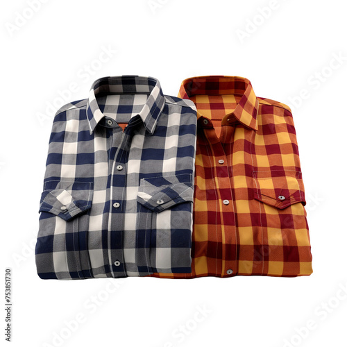 Two shirts are on a checkered surface isolated on transparent background © Tohamina