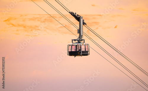 Cape Town -  Table Mountain Aerial cable car  - Spectacular natural sunset  - Great outdoors adventure travel holiday destination, Cape Town, South Africa