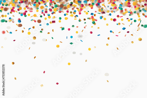Watercolor confetti on white background. Actual rainbow colored dots. Happy celebration square colorful bright card. Lovely hand painted confetti. photo