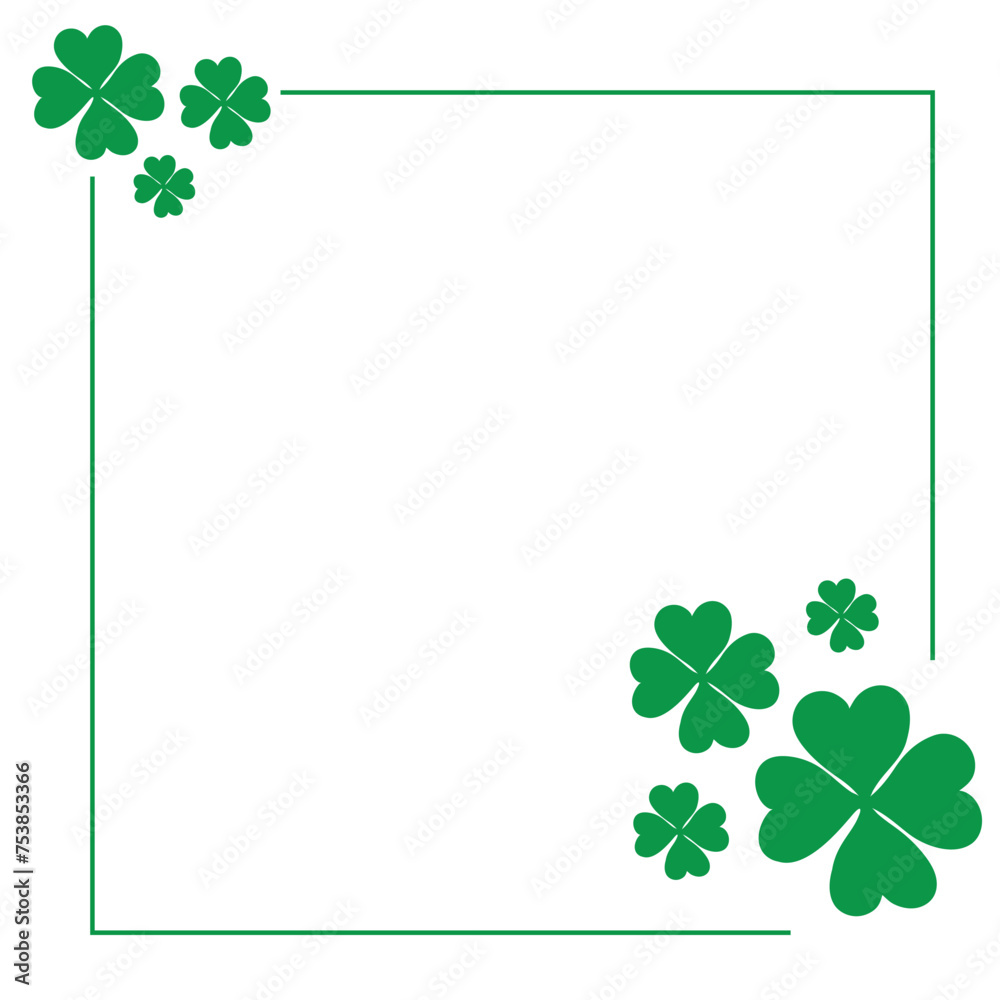 Vector square clover frame illustration for st. patricks day isolated on a white background. Vector square clover frame illustration for st. patricks day isolated on a white background.