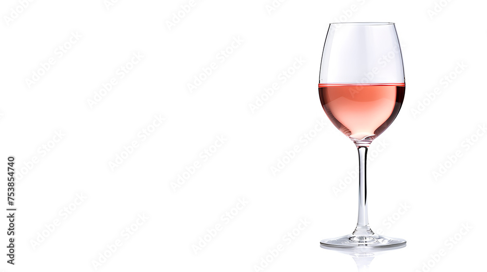 Rose glass of wine isolated on a white background, empty copy space Rose glass of wine isolated on a white background, empty copy space