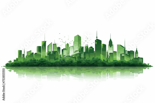 Paper art of concept world environment day with eco city on white background ,Paper art idea and digital craft.
