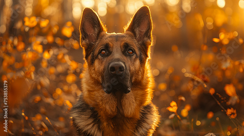 Beautiful german shepherd dog, smart and easy to train on the edge of the forest in Hungary © Mujahid