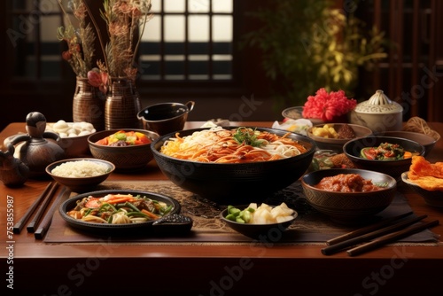 Traditional Korean Dining Experience with Various Dishes