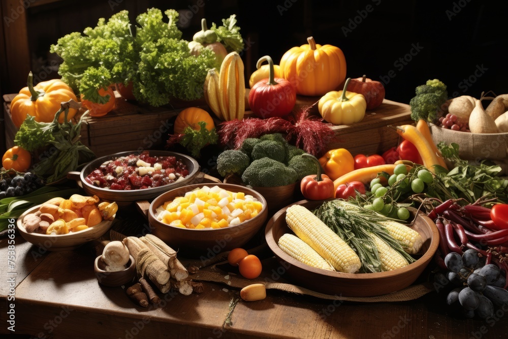 Autumn Harvest Board - Seasonal Vegetables and Grains Galore
