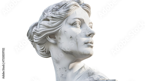 Woman's head sculpture isolated on a transparent background
