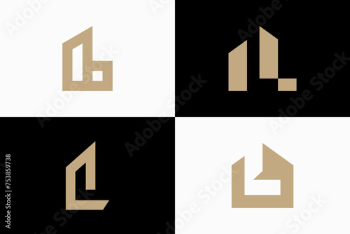 letter L with building Vector Logo Premium 