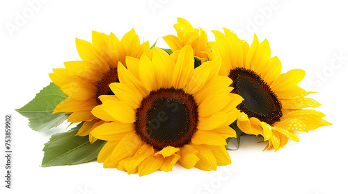 yellow sunflowers isolated on a transparent background