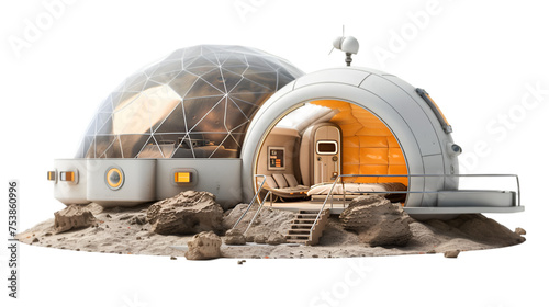Research Base Habitat for Astronauts on Mars or Moon Isolated on Transparent Background photo