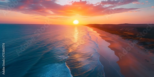 Aerial View of Sellicks Beach Coastline: Stunning Sunset in Fleurieu Peninsula, Australia. Concept Aerial Photography, Sunset Views, Coastal Landscapes, Fleurieu Peninsula, Sellicks Beach