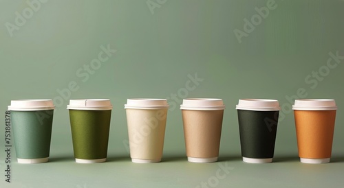 Row of Coffee Cups on Table