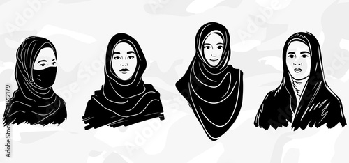 Frauenmode: Pinselstrich-Zeichnungen Vektorgrafik-Bundle