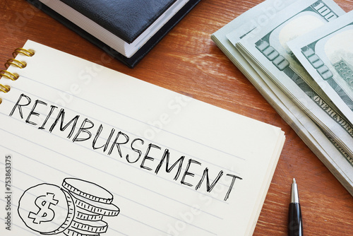 Reimbursement is shown using the text and photo of dollars