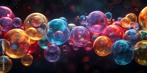Artistic Arrangement of Bubbles in Different Sizes and Colors. Concept Bubbles, Artistic Arrangement, Different Sizes, Colors