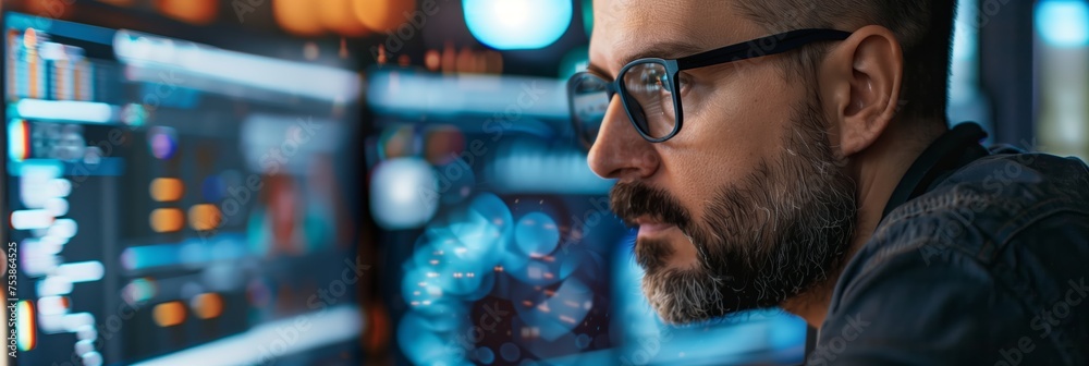 a cybersecurity expert monitoring a businesses network and communication traffic a cybersecurity expert monitoring a businesses network and communication traffic