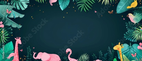 frame with animal, on dark background with empty space for text or greeting 