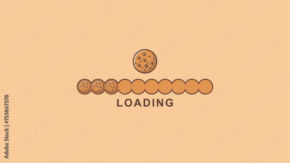 standard loading bar with illustration of choco chip cookies Stock ...
