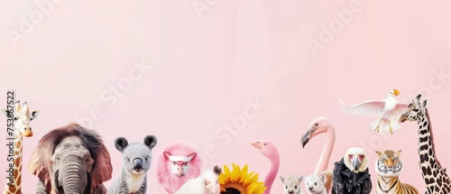 abstract animals background Spring and Easter greeting card design layout with plenty of room to personalise
 photo