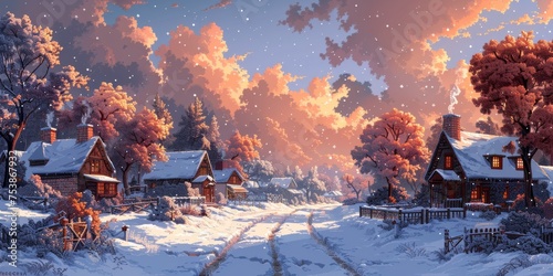 Beautiful winter nature landscape, amazing mountain view. Scenic image of woodland. Frosty day on ski resort