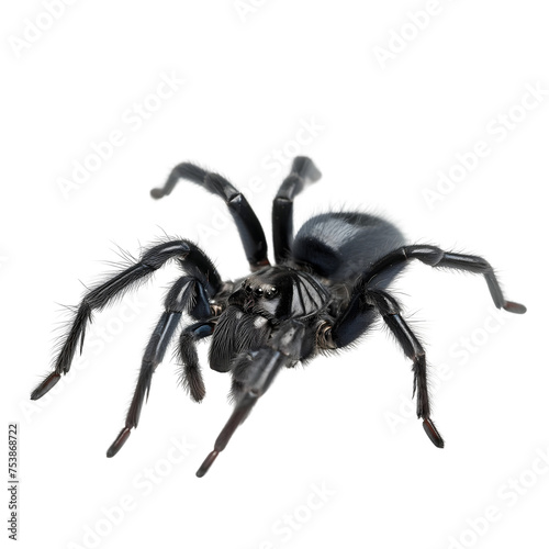 Black spider isolated on transparent background generative ai