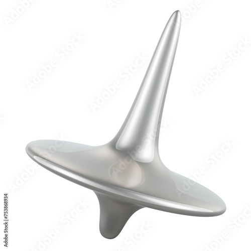 Metallic Spinning Top, 3D rendering isolated on transparent background
