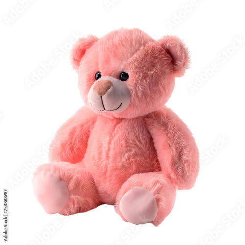 pink teddy bear isolated on transparent background generative ai