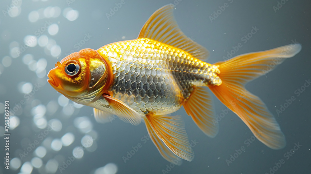 Gold Fish Isolated on White Background