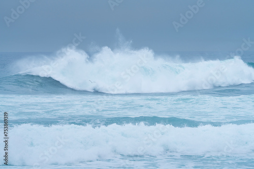 Storm surge with big waves. Santander Municipality. Cantabrian Sea. Cantabria. Spain. Europe