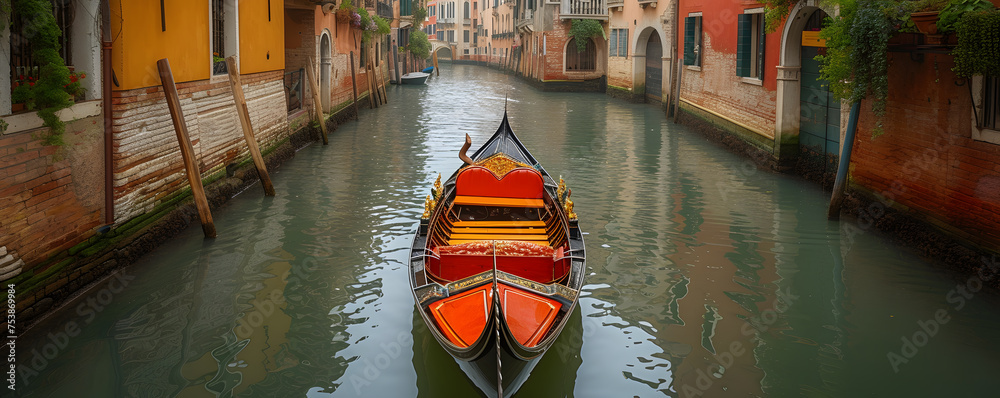 Gondola boat on the Canal of Venice - obrazy, fototapety, plakaty 