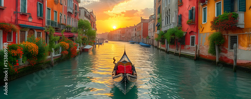 Gondola boat on the Canal of Venice
