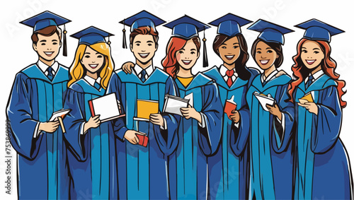 Grupo de jóvenes en su graduación