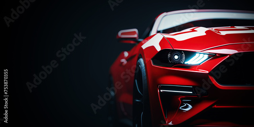 Generic and unbranded red sport car isolated on a black background