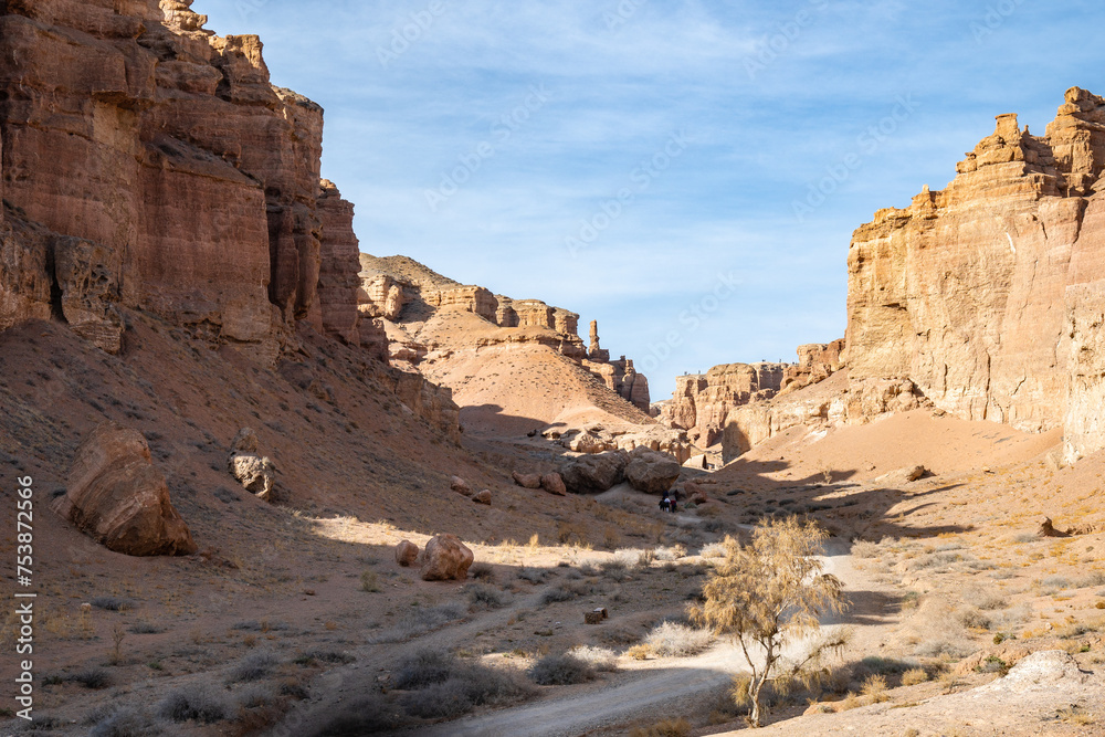 Fototapeta premium Charyn canyon in Almaty, Kazakhstan. Beautiful view of the canyon from above